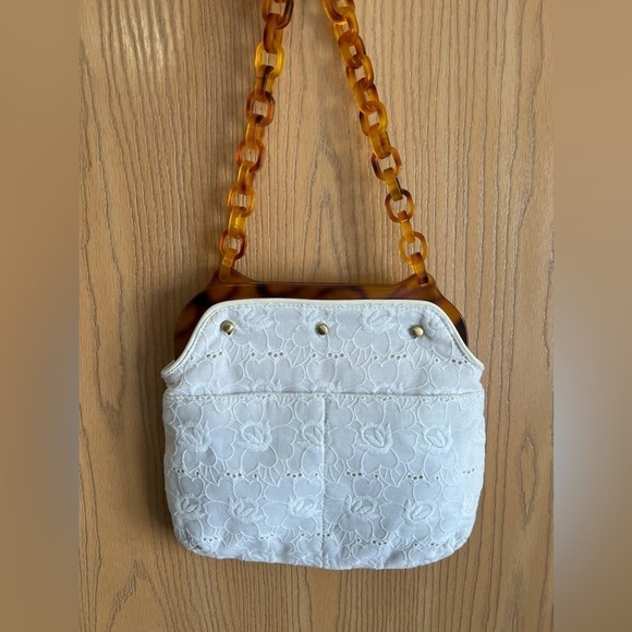 Dee Ocleppo White Eyelet Bag | Lucite Chain | Vintage/Summer/Shabby. - Picture 1 of 10